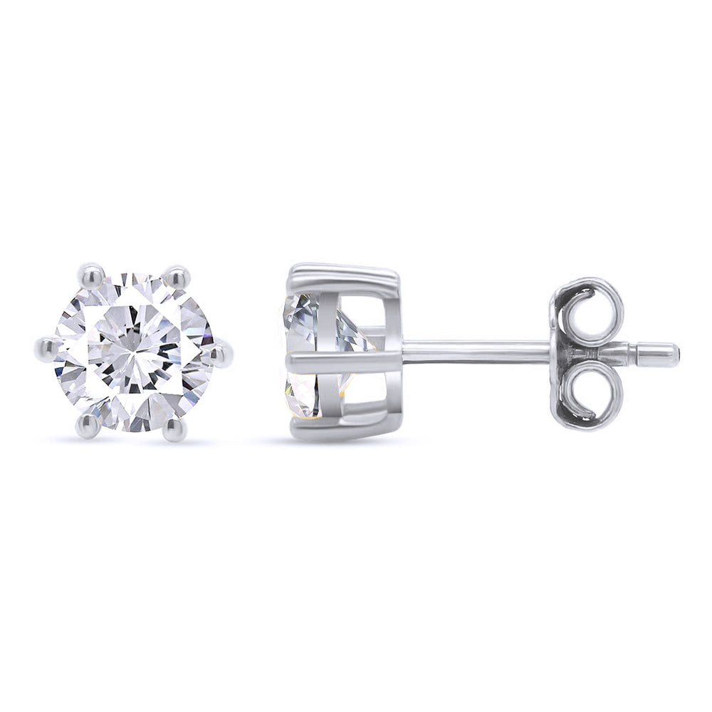 1 Carat 5MM Round Cut Lab Created Diamond Moissanite Solitaire Stud Earrings For Women In 925 Sterling Silver