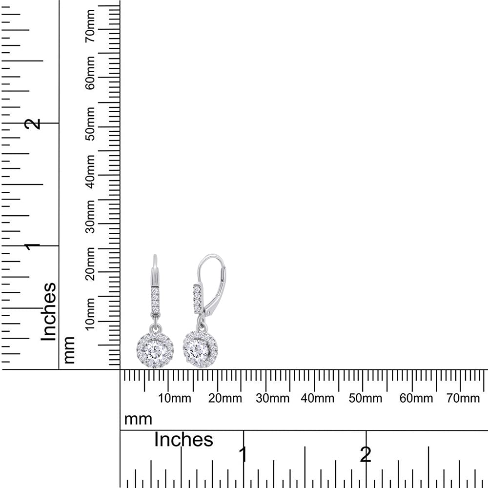 
                      
                        1 Carat Center 5MM Lab Created Moissanite Diamond Lever Back Halo Drop Earrings In 925 Sterling Silver (VVS1 Clarity, 1 Cttw)
                      
                    