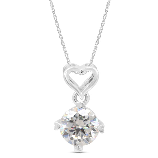 Load image into Gallery viewer, 1 Carat Round Cut Lab Created Moissanite Diamond Heart Drop Pendant Necklace In 925 Sterling Silver (1 Cttw)
