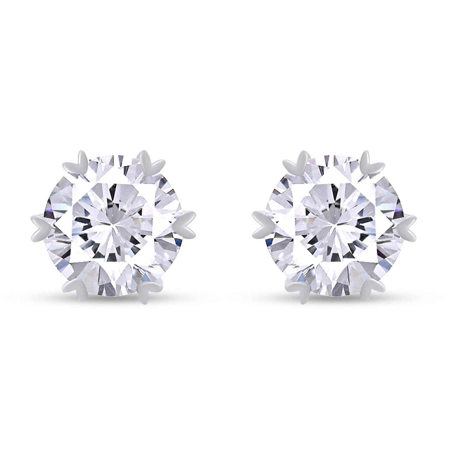 1 Carat Round Cut Lab Created Moissanite Diamond Push Back Studs Earrings In 925 Sterling Silver (1 Cttw)