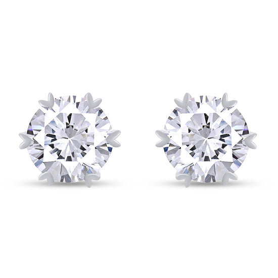 1 Carat Round Cut Lab Created Moissanite Diamond Push Back Studs Earrings In 925 Sterling Silver (1 Cttw)