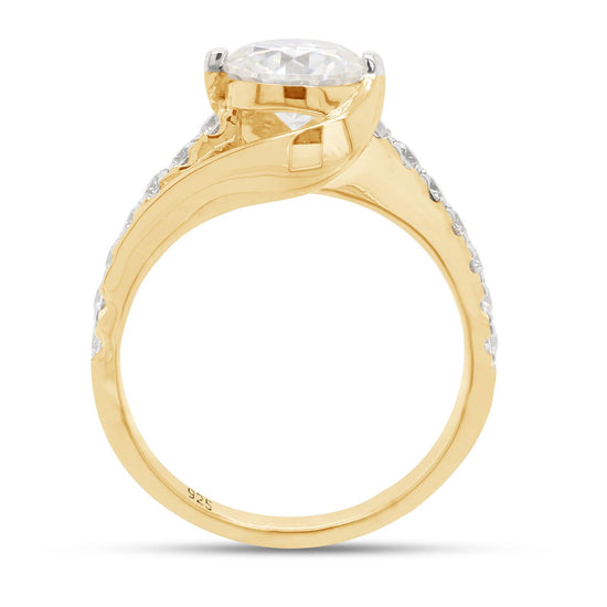 1.60 Carat Round Cut Lab Created Moissanite Diamond Bypass Solitaire Engagement Ring in 925 Sterling Silver