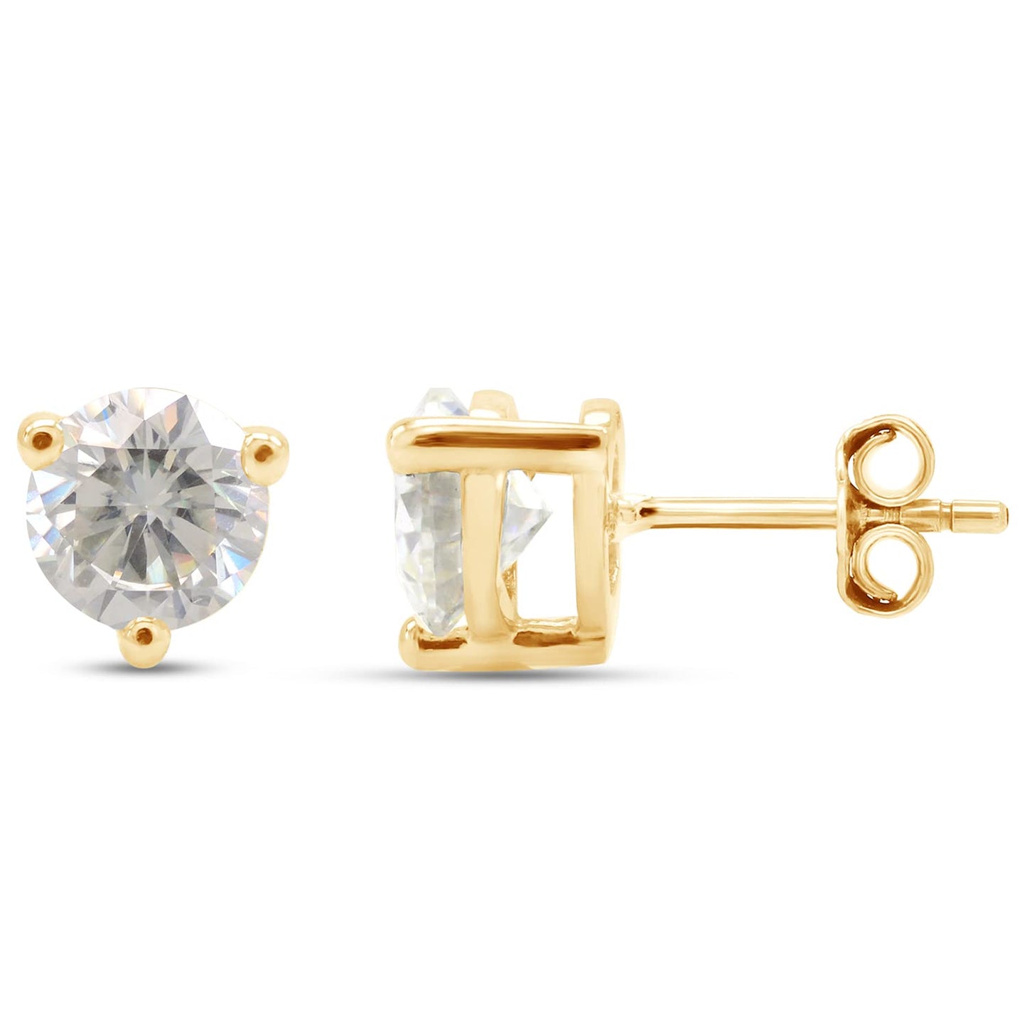 6MM Round Cut Lab Created Moissanite Diamond Solitaire Stud Earrings In 925 Sterling Silver Jewelry For Women (1.50 Cttw)
