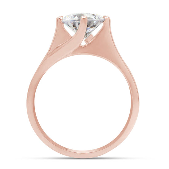 8MM Round Cut Lab Created Moissanite Diamond Solitaire Engagement Promise Ring for Women in 925 Sterling Silver (1.75 Cttw)