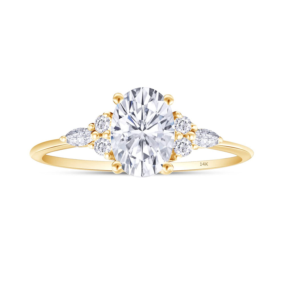 
                      
                        3 Carat Center 10X8MM Oval, Marquise & Round Cut Lab Created Moissanite Diamond Solitaire Engagement Ring In 10K Or 14K Solid Gold
                      
                    