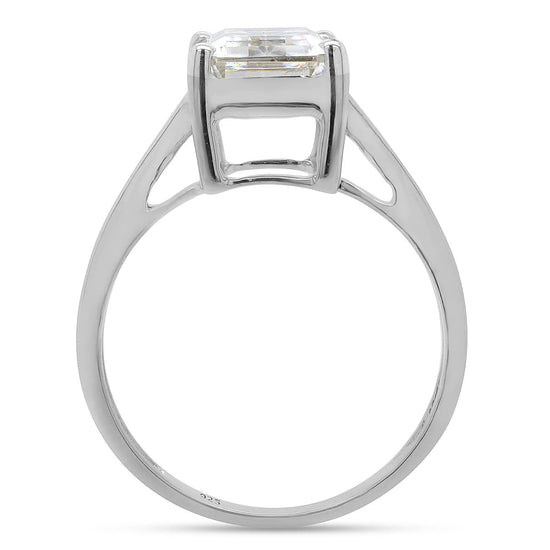 1.75 Carat 8X6MM Emerald Cut Lab Created Moissanite Diamond Solitaire Engagement Ring for Women in 925 Sterling Silver