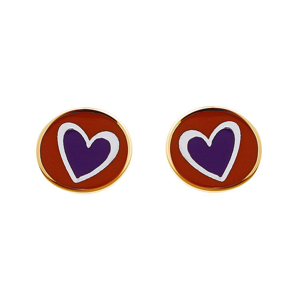 
                      
                        Colorful Cute Heart Enamel Stud Post Earrings 14K Gold Over Sterling Silver
                      
                    