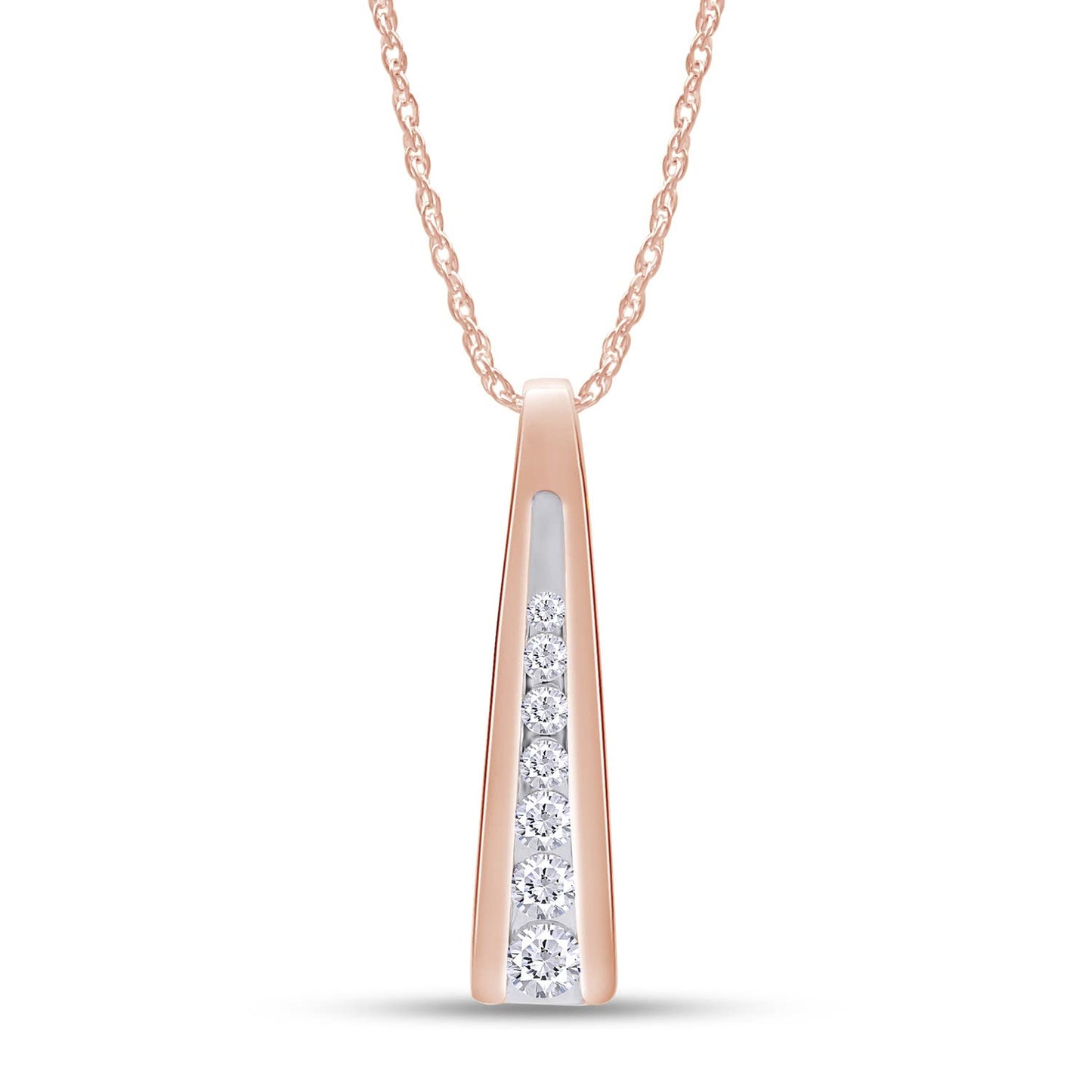Load image into Gallery viewer, 1/2 Carat Lab Created Moissanite Diamond Seven Stone Journey Bar Pendant Necklace In 925 Sterling Silver
