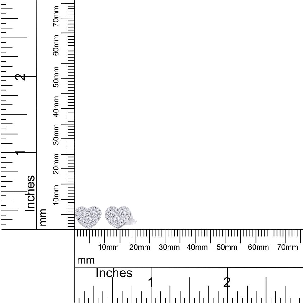 1 Carat Round Lab Created Moissanite Diamond Push Back Heart Shaped Cluster Stud Earrings In 925 Sterling Silver (VVS1 Clarity, 1 Cttw)