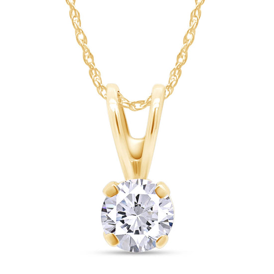 Load image into Gallery viewer, 3/10 Carat Lab Created Moissanite Solitaire Pendant Necklaces In 14K Solid Gold for Women (0.30 Cttw)
