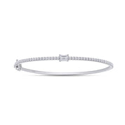 1.65 Cttw Emerald & Round Cut Lab Created Moissanite Diamond Tennis Bangle Bracelet In 925 Sterling Silver