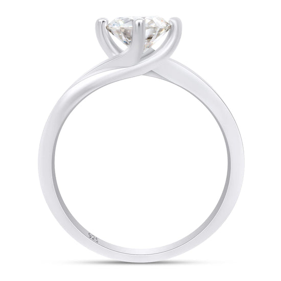 Load image into Gallery viewer, 1.00 Carat Round Cut Lab Created Moissanite Diamond Solitaire Engagement Ring in 925 Sterling Silver
