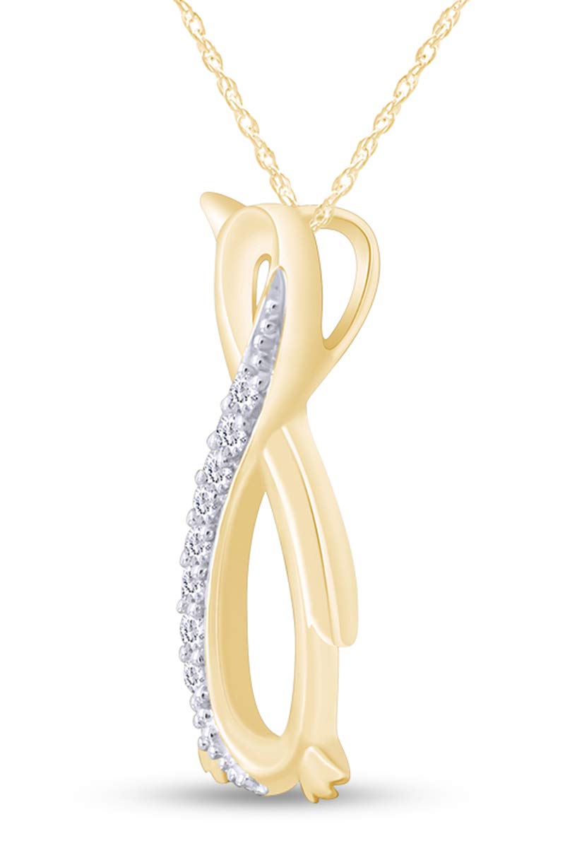 1/10 Carat White Natural Diamond Penguin Infinity Pendant Necklace 925 Sterling Silver