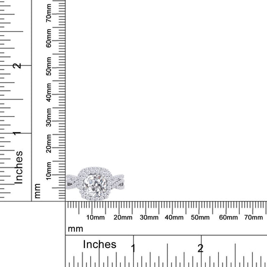 Center 7.5MM Cushion & Round Cut Lab Created Moissanite Diamond Halo Bridal Set In 925 Sterling Silver (2.60 Cttw)