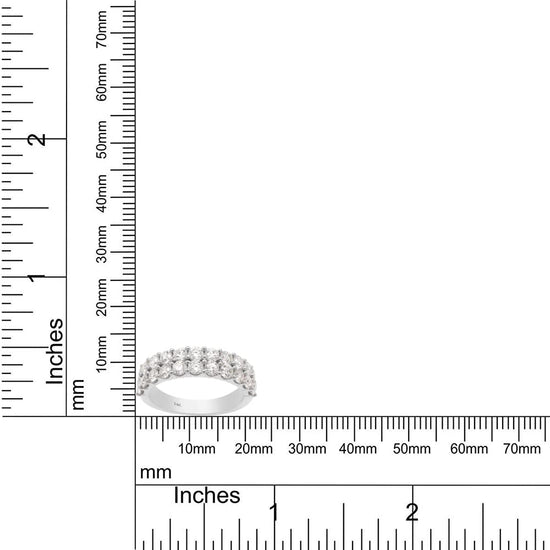 1 1/2 Carat Round Cut Lab Created Moissanite Diamond Double Row Anniversary Wedding Band Ring in 10K or 14K Solid Gold for Women ( 1.50 Cttw)