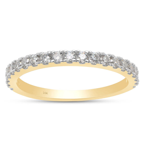 2/5 Carat Round Cut Lab Created Moissanite Diamond Half Eternity Wedding Band Ring in 10K or 14K Solid Gold ( 0.40 Cttw)