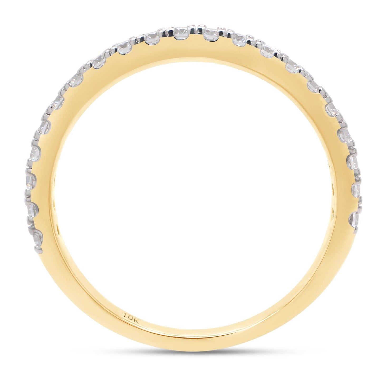 2/5 Carat Round Cut Lab Created Moissanite Diamond Half Eternity Wedding Band Ring in 10K or 14K Solid Gold ( 0.40 Cttw)