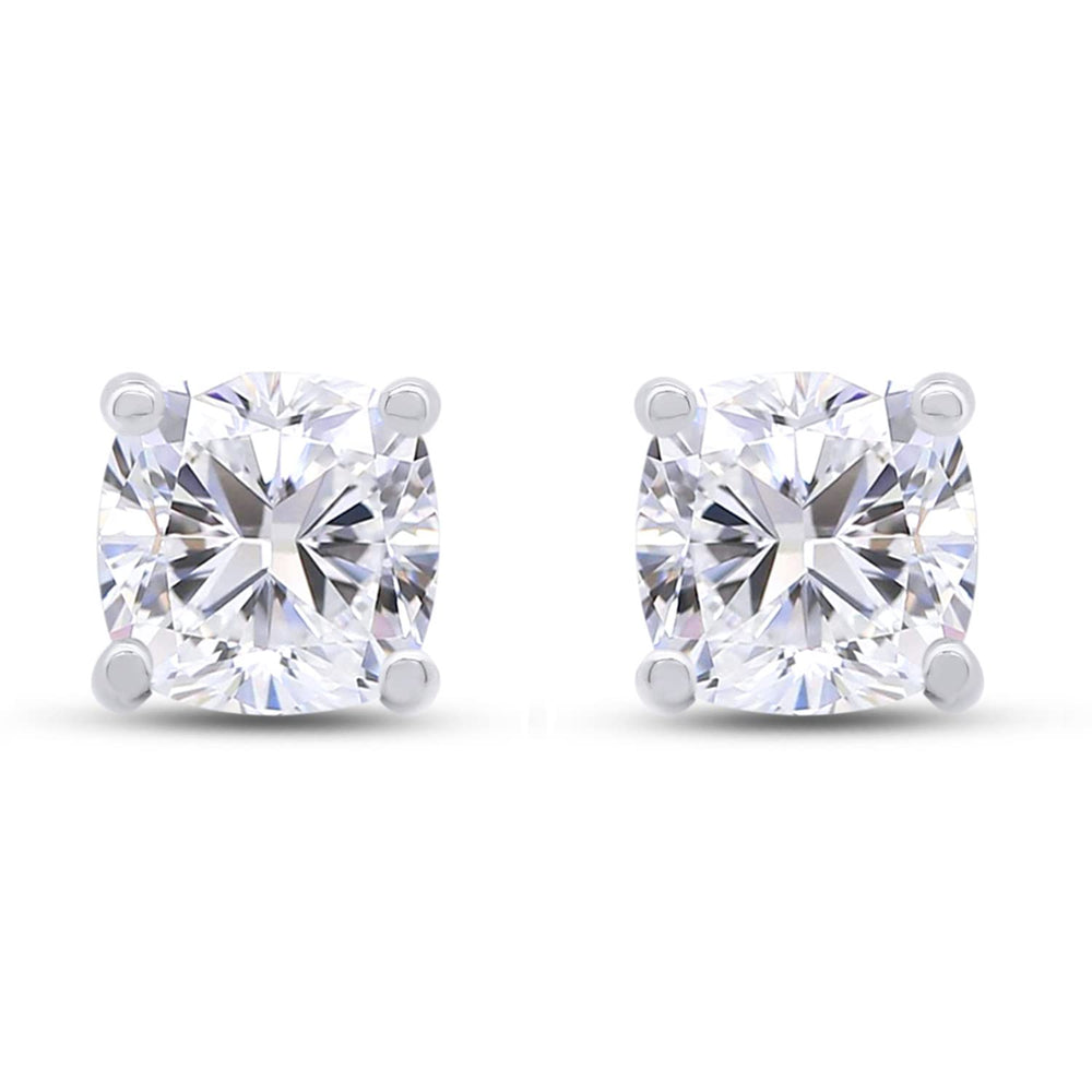 1 Carat Cushion Cut Lab Created Moissanite Diamond Push Back Solitaire Stud Earrings In 925 Sterling Silver (1 Cttw)