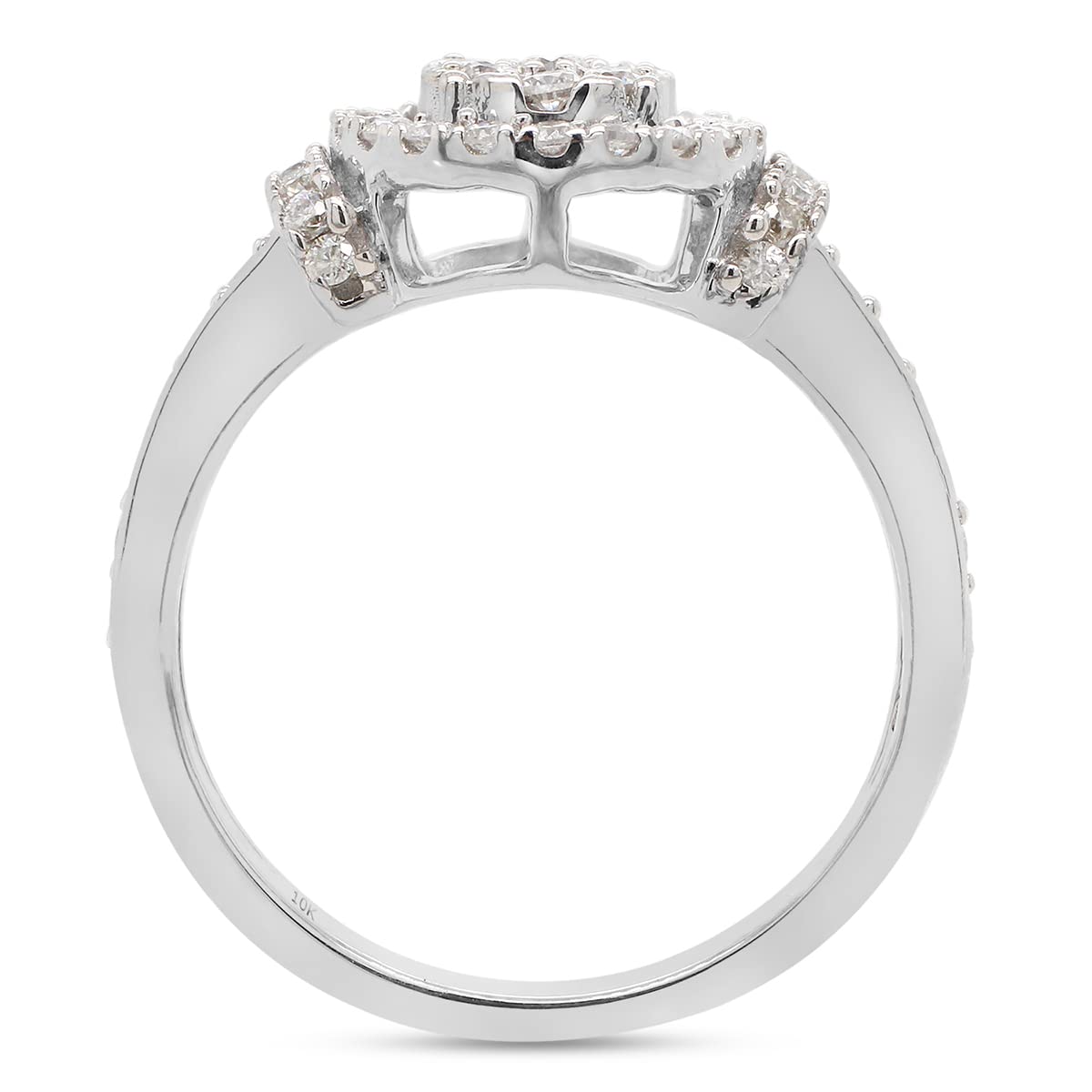 0.60 Carat Round Cut Lab Created Moissanite Diamond Cluster Engagement Ring for Women in 10K or 14K Solid Gold