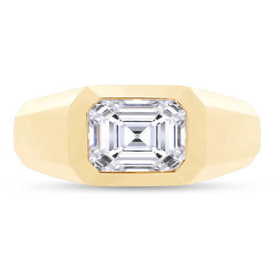 1.75 Carat Emerald Cut Lab Created Moissanite Diamond Signet Wedding Band Ring For Men In 925 Sterling Silver