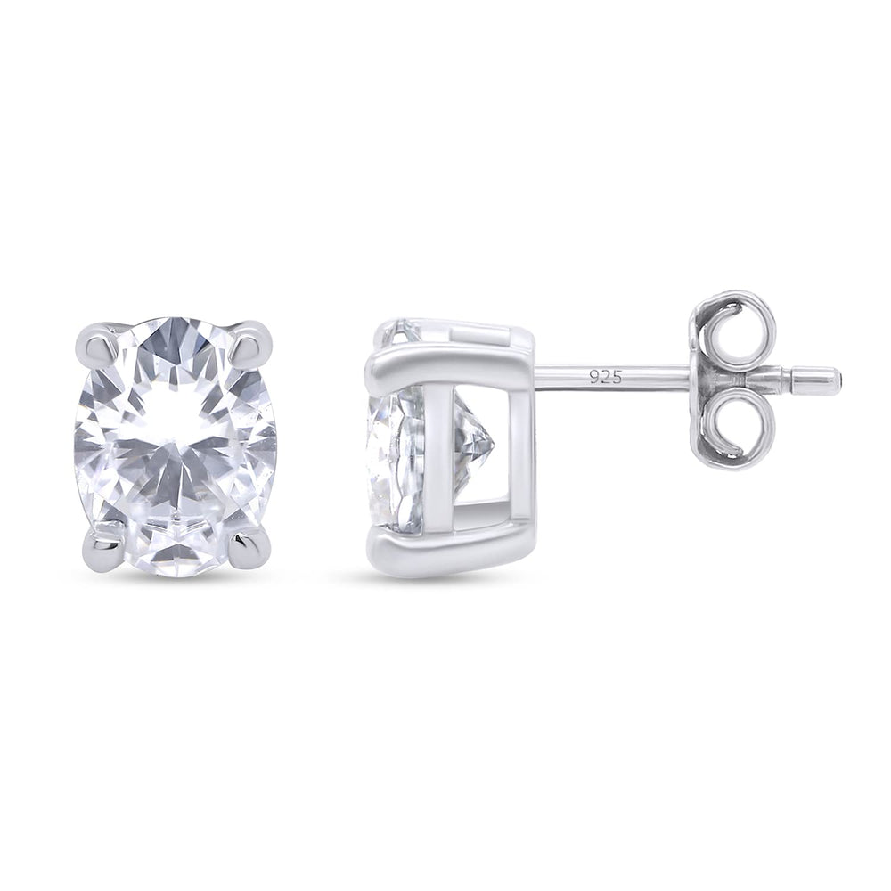 
                      
                        2.50 Carat Oval Cut Lab Created Moissanite Diamond Push Back Solitaire Stud Earrings In 925 Sterling Silver (2.50 Cttw)
                      
                    