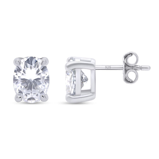 2.50 Carat Oval Cut Lab Created Moissanite Diamond Push Back Solitaire Stud Earrings In 925 Sterling Silver (2.50 Cttw)