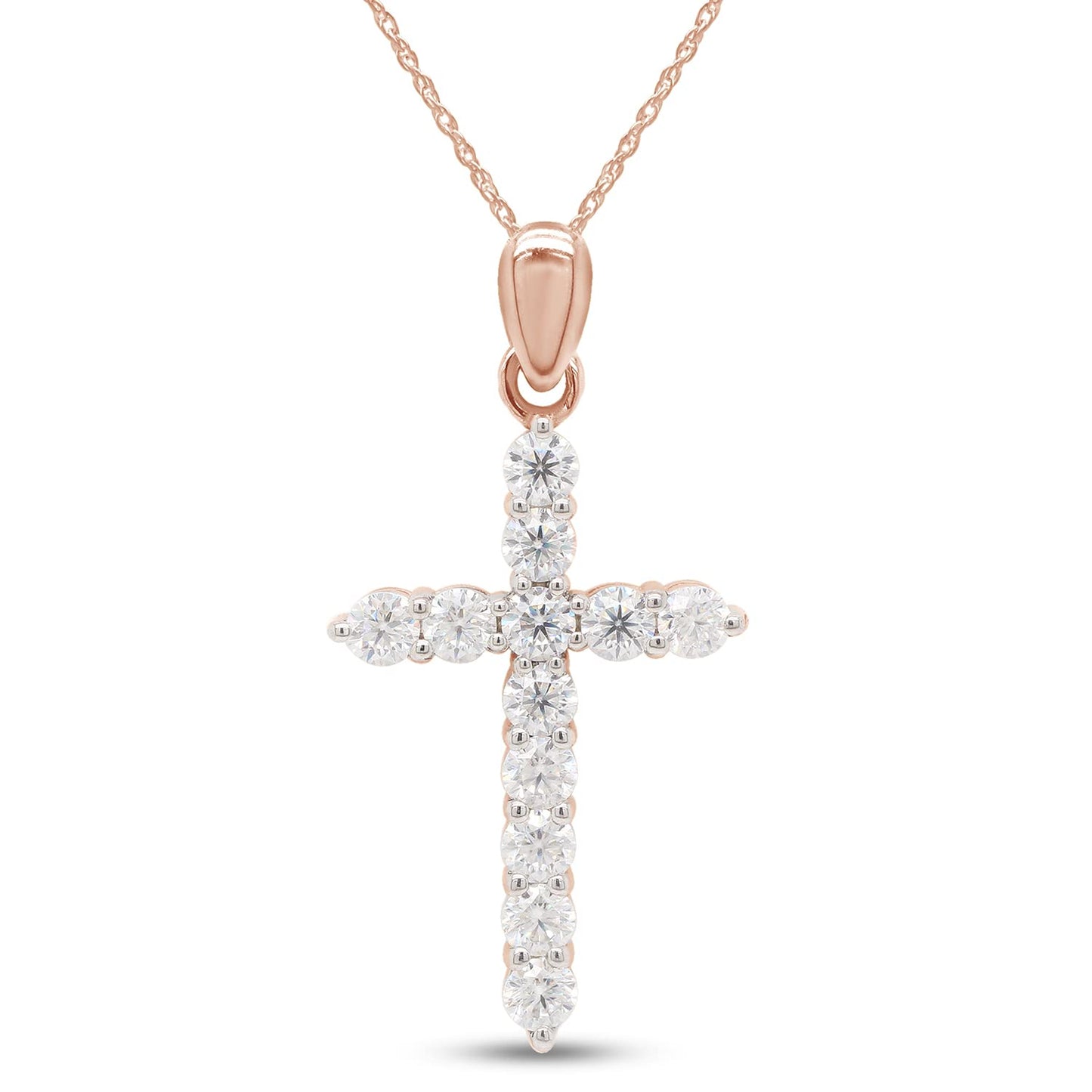 Load image into Gallery viewer, 1 1/10 Carat Lab Created Moissanite Diamond Cross Pendant Necklace In 925 Sterling Silver (1.10 Cttw)
