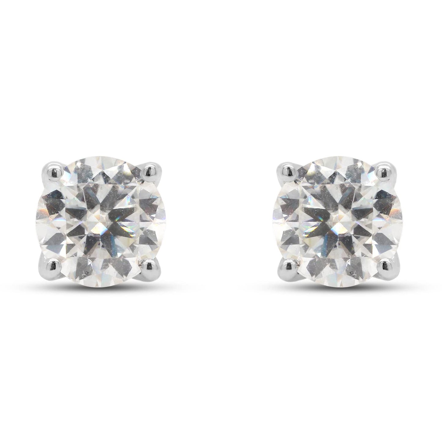 Load image into Gallery viewer, 3.50 Carat 8MM Round Cut Lab Created Moissanite Diamond Solitaire Stud Earrings In 10K Solid Gold
