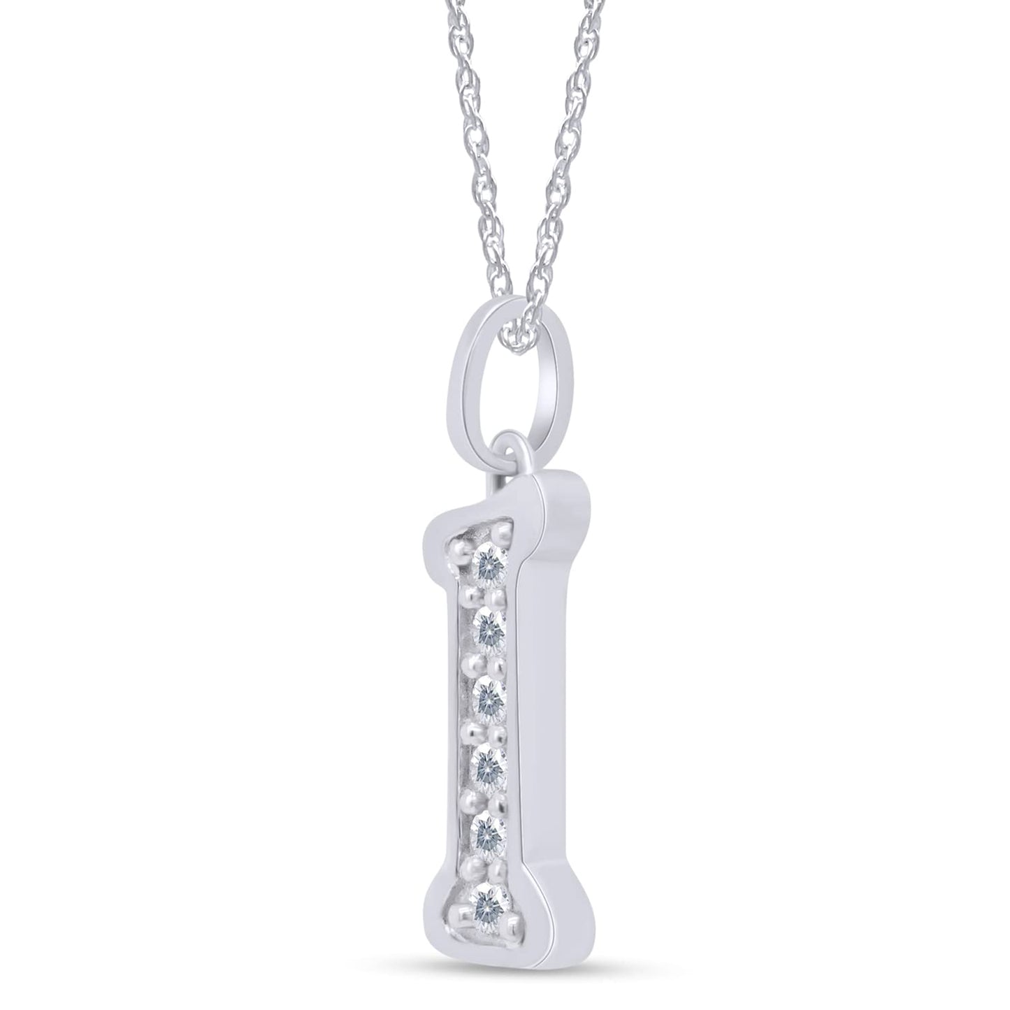 1/5 Carat Round Cut Lab Created Moissanite Diamond Initial Letter "I" Pendant Necklace In 925 Sterling Silver (0.20 Cttw)