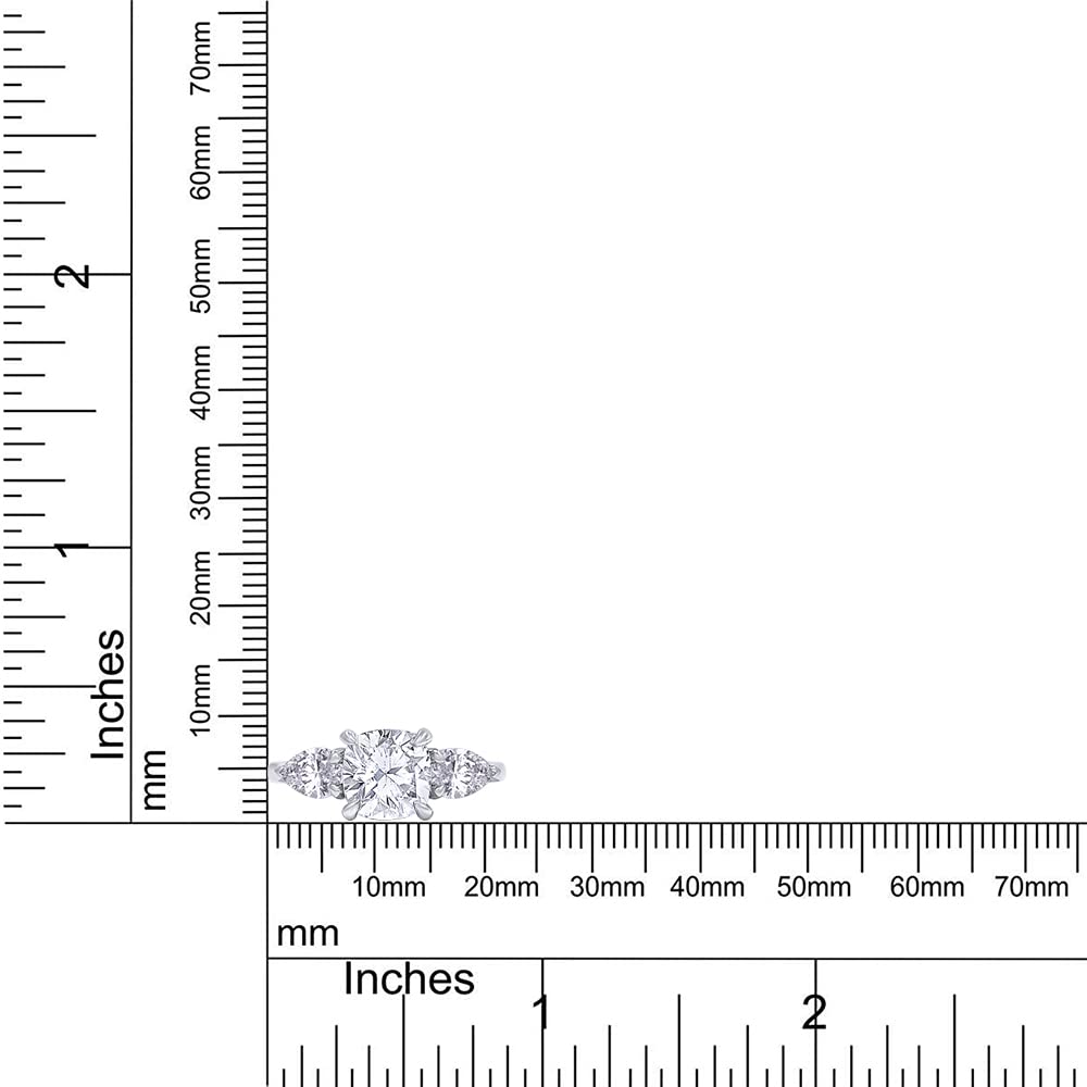 
                      
                        2.40 Carat Cushion & Pear Cut Lab Created Moissanite Diamond 3-Stone Engagement Ring In 925 Sterling Silver
                      
                    