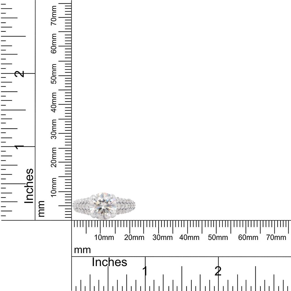 8.5MM Round Cut Lab Created Moissanite Diamond Multi Row Engagement Ring in Sterling Silver (2.50 Cttw)