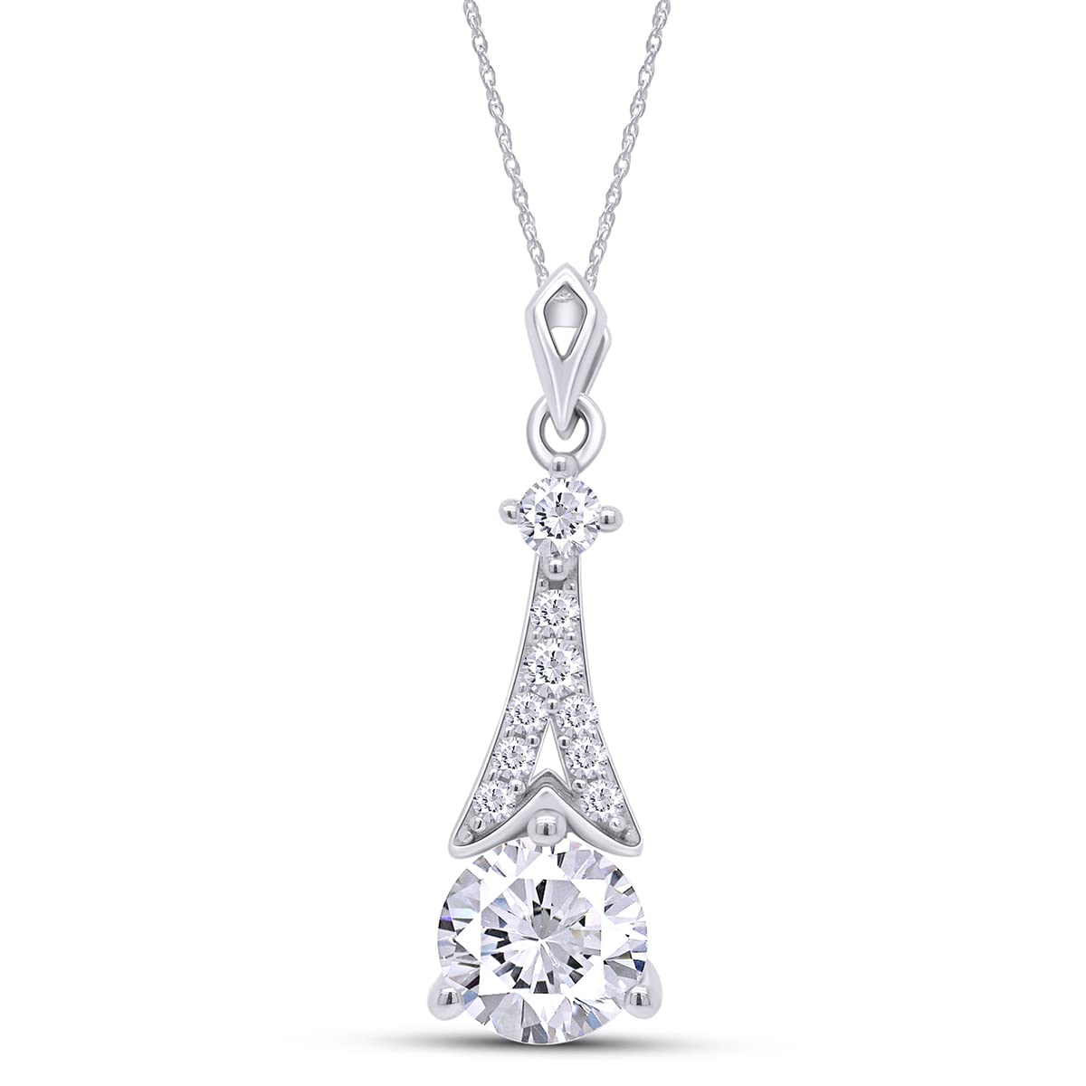 1 3/4 Carat Lab Created Moissanite Diamond Teardrop Pendant Necklace In 925 Sterling Silver (1.75 Cttw)