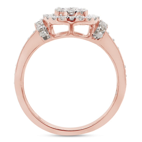 0.60 Carat Round Cut Lab Created Moissanite Diamond Cluster Engagement Ring for Women in 10K or 14K Solid Gold