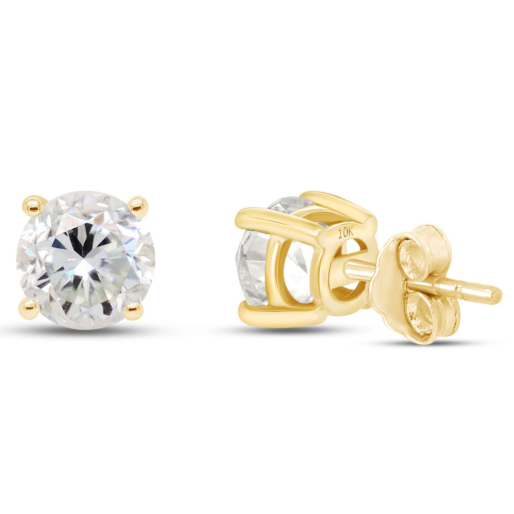 
                      
                        6 Carat 9.5MM Round Cut Lab Created Moissanite Diamond Solitaire Stud Earrings In 10K Or 14K Solid Gold
                      
                    