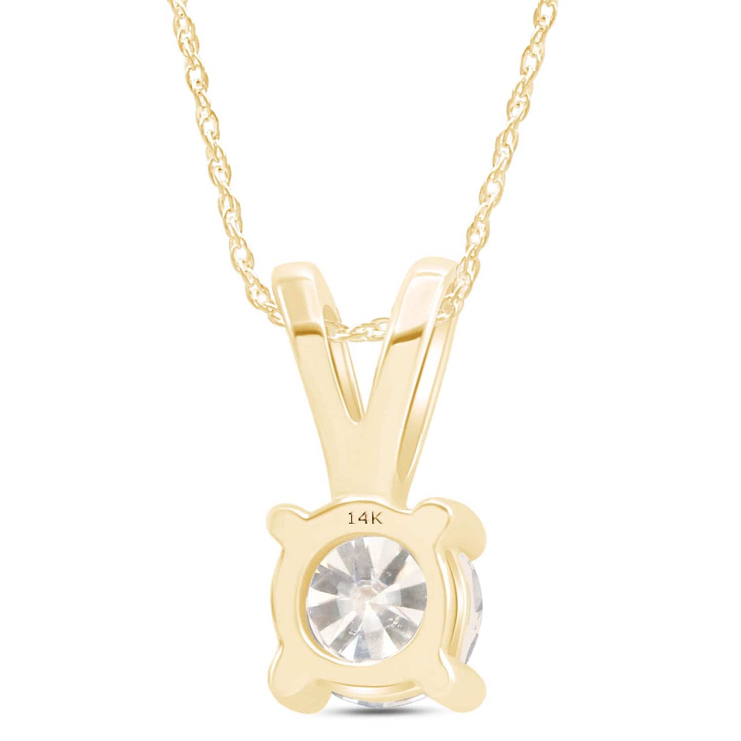 3/4 Carat Lab Created Moissanite Diamond Solitaire Pendant Necklace in 10K or 14K Solid Gold For Women (0.75 Cttw)