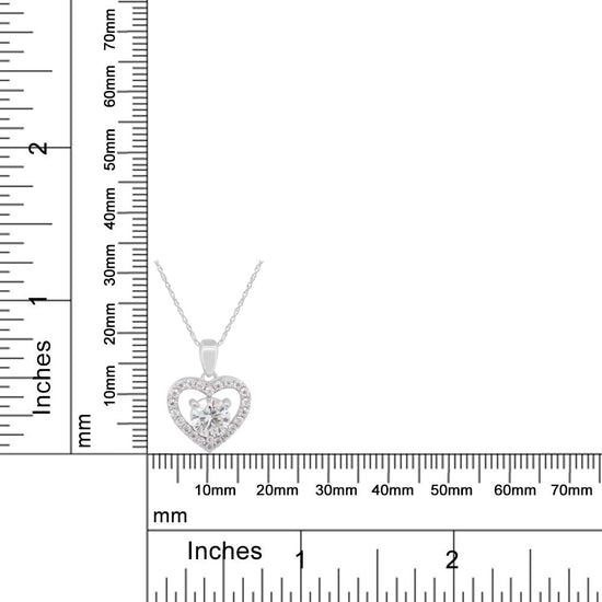 1 1/4 Carat Center Stone 6.5MM Lab Created Moissanite Diamond Halo Heart Pendant Necklace in 10K or 14K Solid Gold For Women (1.25 Cttw)