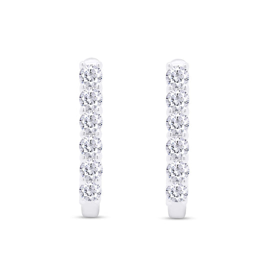 3/4 Carat Lab Created Moissanite Diamond Huggie Hoop Earring In 925 Sterling Silver (VVS1 Clarity, 0.75 Cttw)