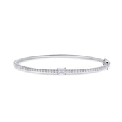 1.65 Cttw Emerald & Round Cut Lab Created Moissanite Diamond Tennis Bangle Bracelet In 925 Sterling Silver