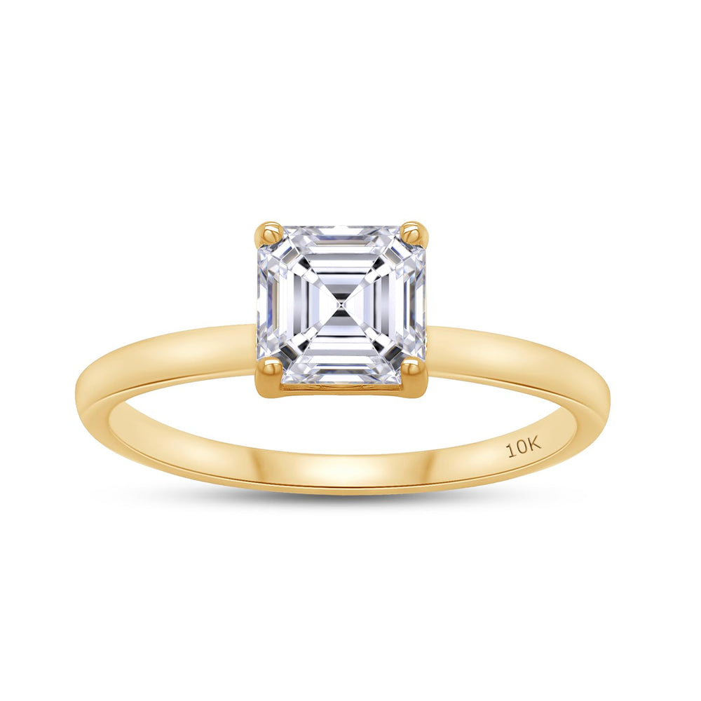 
                      
                        0.90 Carat 5.5MM Asscher Shape Lab Created Moissanite Diamond Solitaire Engagement Ring For Women In 925 Sterling Silver Or 10K Or 14K Solid Gold
                      
                    