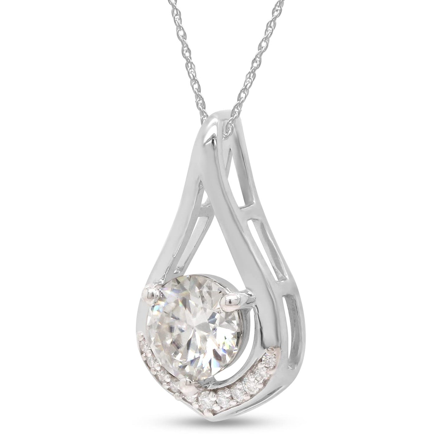 Load image into Gallery viewer, 1 Carat Center Stone 6.5MM Lab Created Moissanite Diamond Dew Drop Pendant Necklace In 925 Sterling Silver (1 Cttw)
