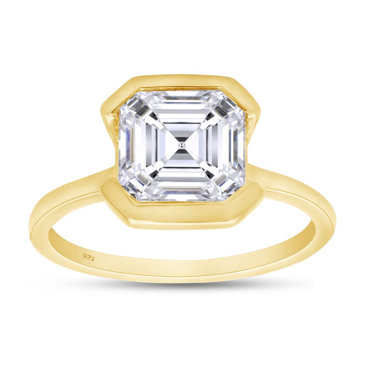 7.5MM Asscher Cut Lab Created Moissanite Diamond Solitaire Engagement Ring In 925 Sterling Silver Jewelry For Women (2 Cttw)