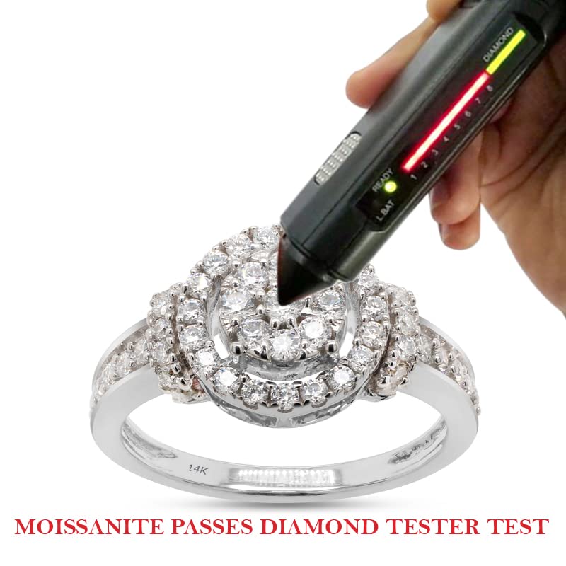 0.60 Carat Round Cut Lab Created Moissanite Diamond Cluster Engagement Ring for Women in 10K or 14K Solid Gold