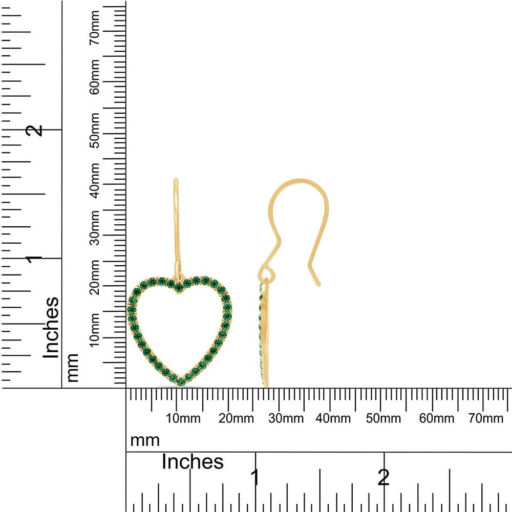 
                      
                        Round Cut Simulated Green Emerald Open Heart Drop Earrings For Womens In 10K Or 14K Solid Gold And 925 Sterling Silver
                      
                    