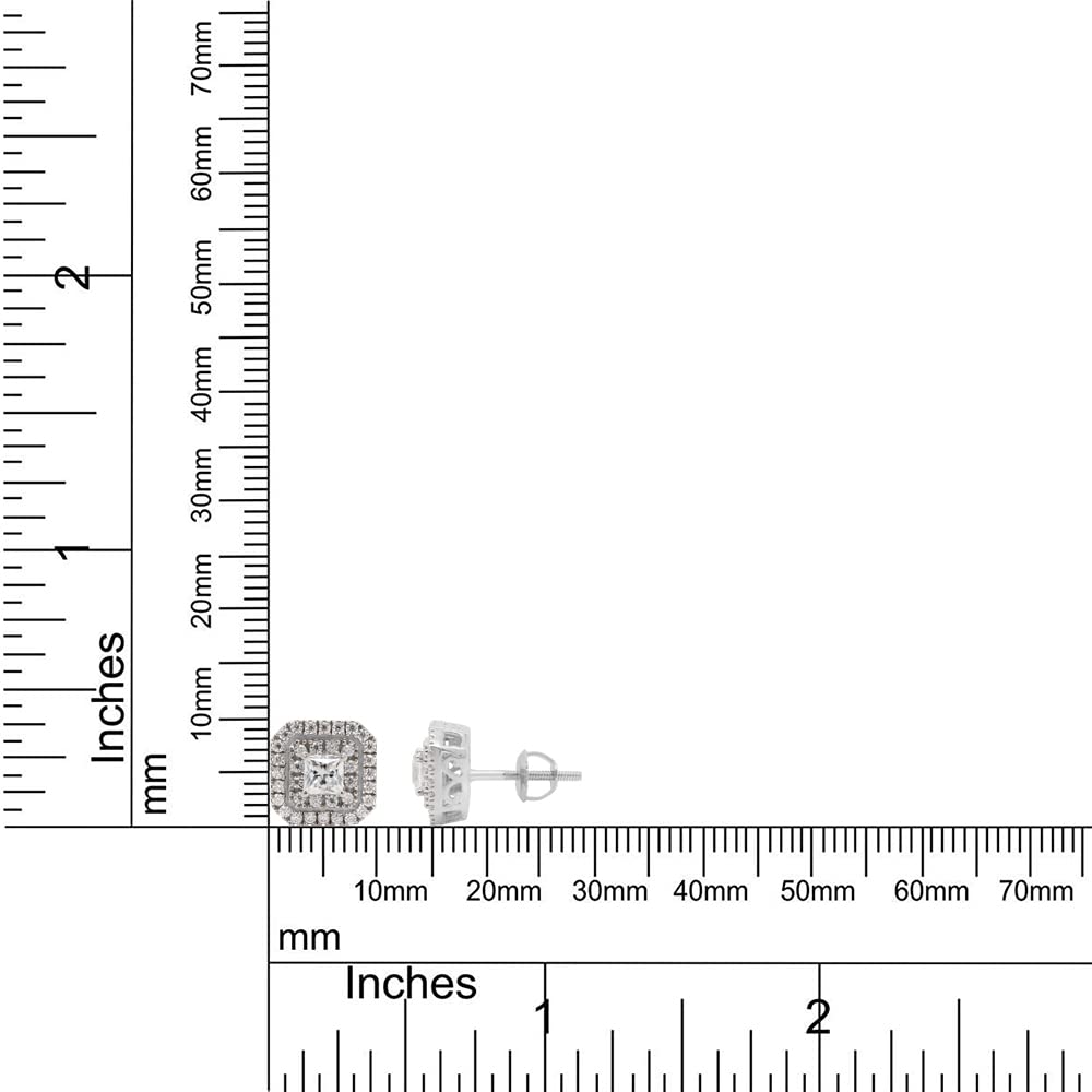 
                      
                        1 Carat Princess & Round Cut Lab Created Moissanite Diamond Double Halo Stud Earrings In 10K Or 14K Solid Gold (1 Cttw)
                      
                    