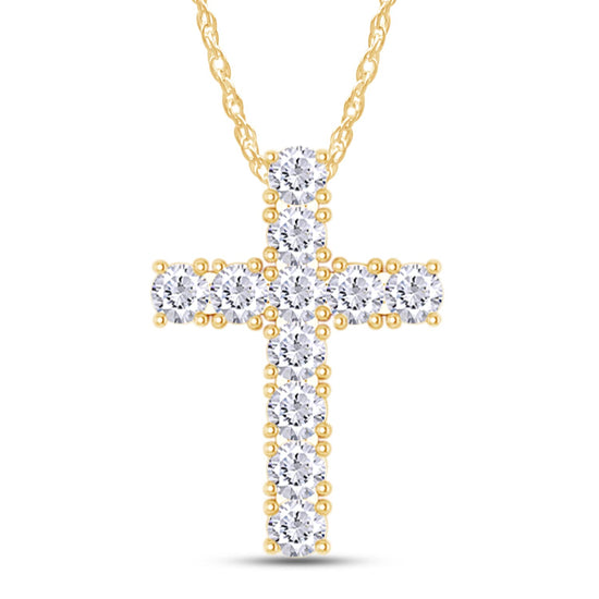Load image into Gallery viewer, 1 Carat Lab Created Moissanite Diamond Cross Pendant Necklace In 925 Sterling Silver (1 Cttw)

