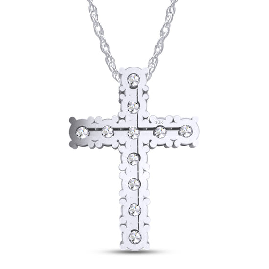 1 Carat Lab Created Moissanite Diamond Cross Pendant Necklace in 10K or 14K Solid Gold For Women (1.00 Cttw)