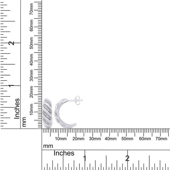 1/10 Carat Lab Created Moissanite Diamond Dome Huggie Hoop Earrings In 925 Sterling Silver (0.10 Cttw)