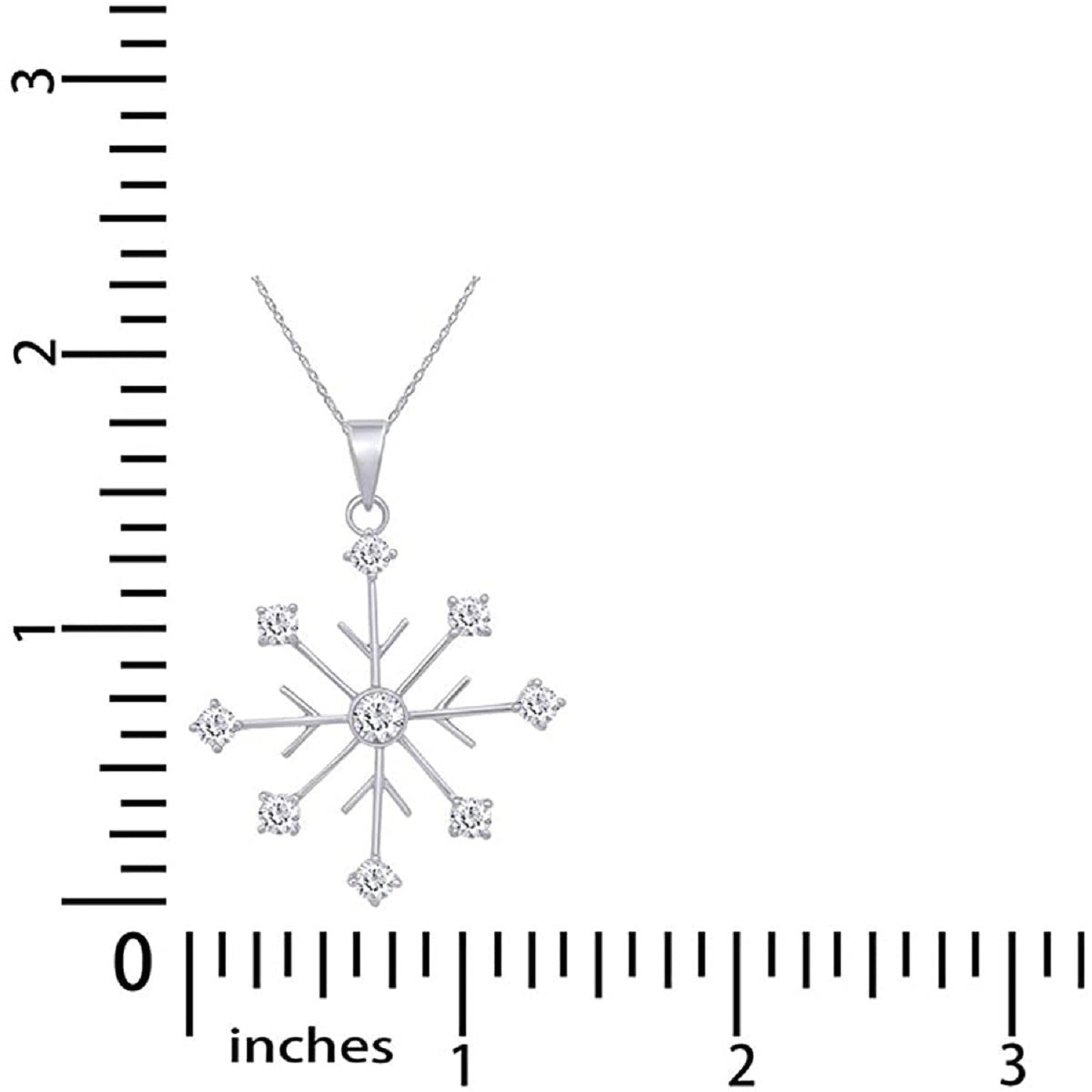 925 Sterling Silver Round Shape Lab Grown Diamond Snowflake Pendant Necklace Jewelry For Women, 18" Chain (0.57 Cttw)