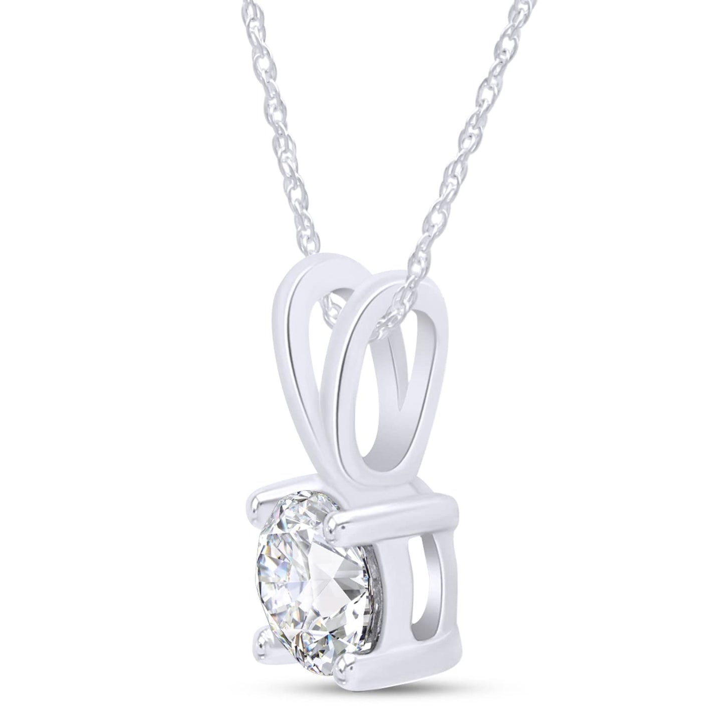 3/4 Carat Lab Created Moissanite Diamond Solitaire Pendant Necklace in 10K or 14K Solid Gold For Women (0.75 Cttw)