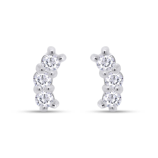 2/3 Carat Round Cut Lab Created Moissanite Diamond Push Back Crawler Stud Earrings In 925 Sterling Silver (0.70 Cttw)